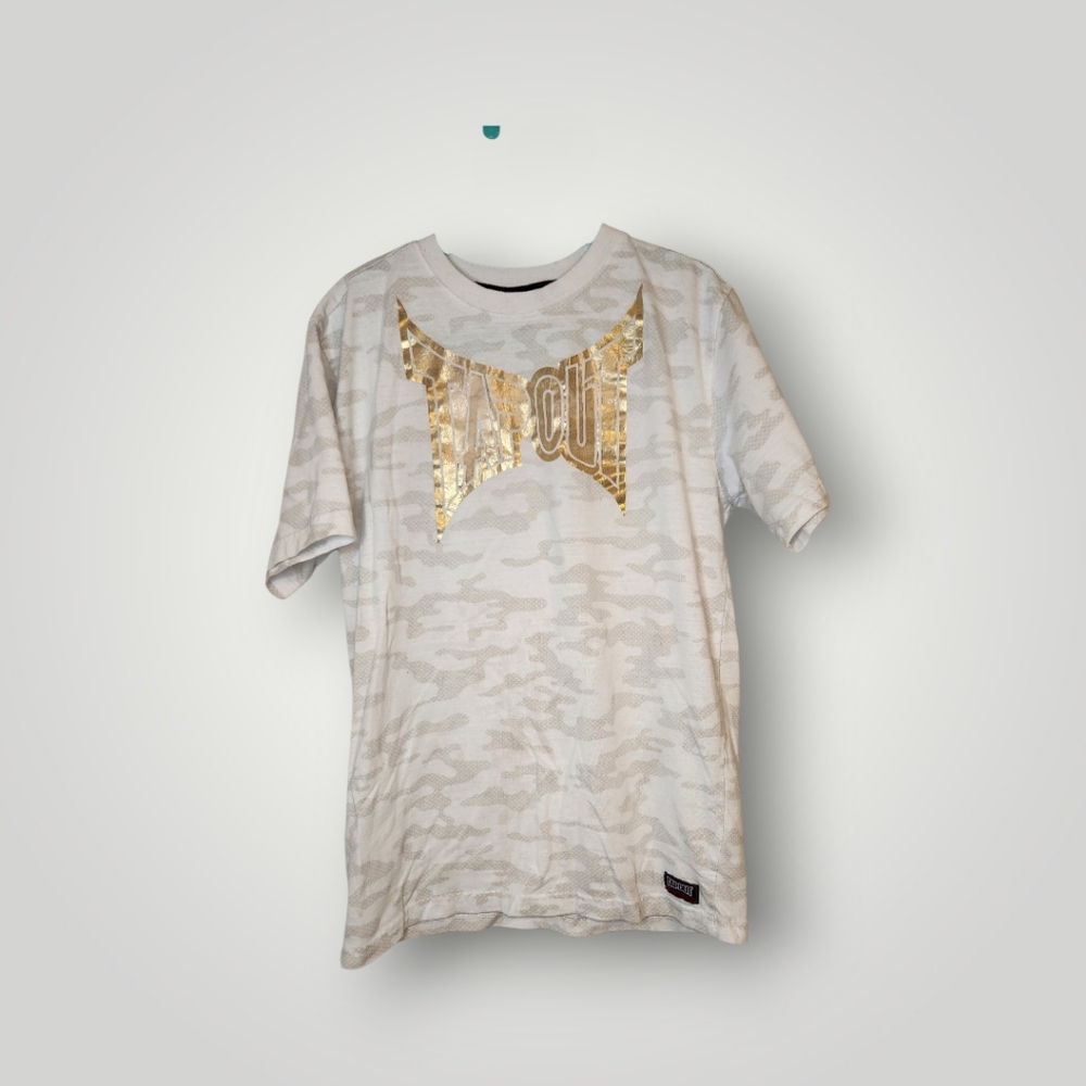 Tapout Kids camp Gold and White Graphic T-Shirt ufc M 10 12